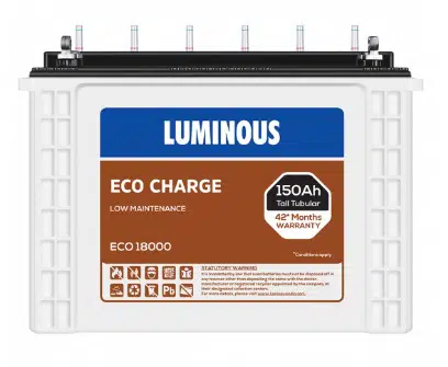 Luminous Eco Charge ECO18000 150AH Tall Tubular Battery