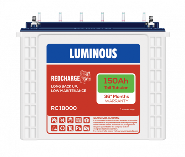 Luminous Red Charge RC18000 150Ah Tall Tubular Battery