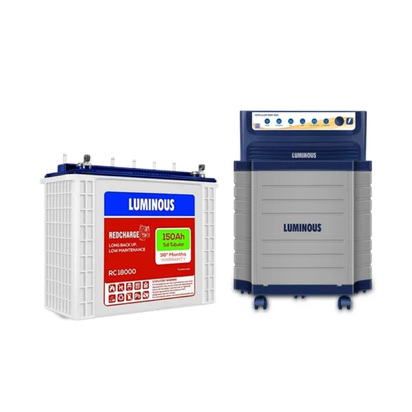 Luminous Hercules 1500 Inverter And Luminous RC18000 150AH Tall Tubular Battery And Trolley